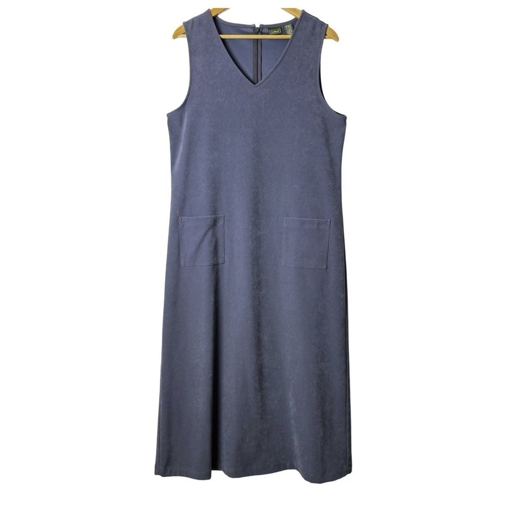 LL Bean Classic Jumper Sleeveless Dress Gray SZ 16P Modest Capsule Minimalist